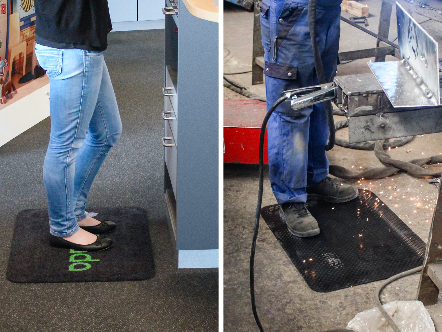 Doppelbild verschiedener Arbeitsplatzmatten