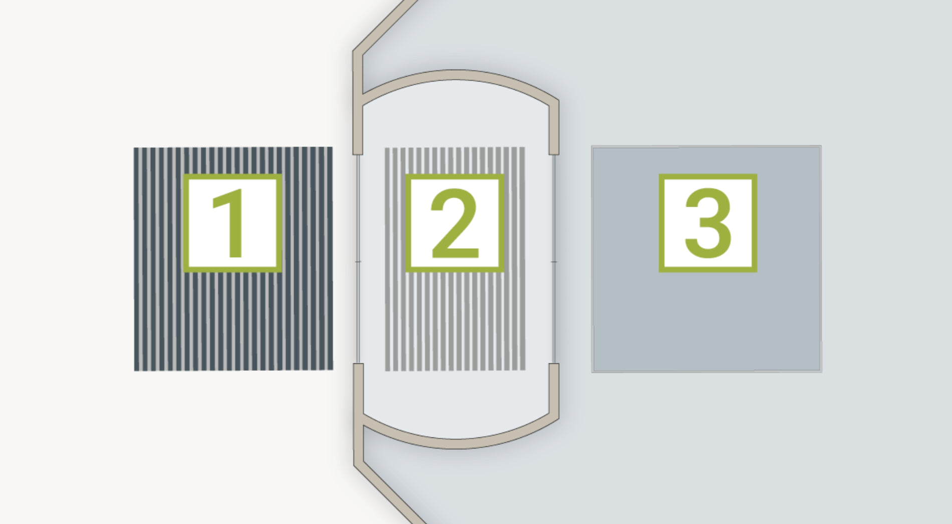 Detailzeichnung einer 3 Zonen Reinigungszone