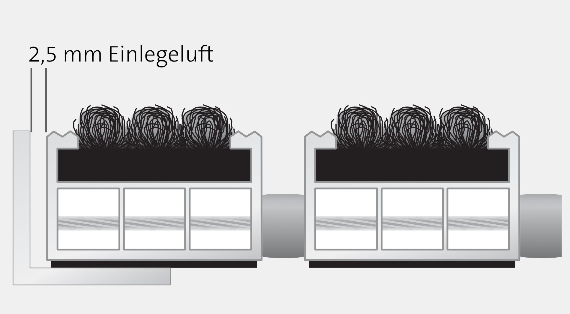 Detailzeichnung die Einlegeluft von Fußmatten darstellt