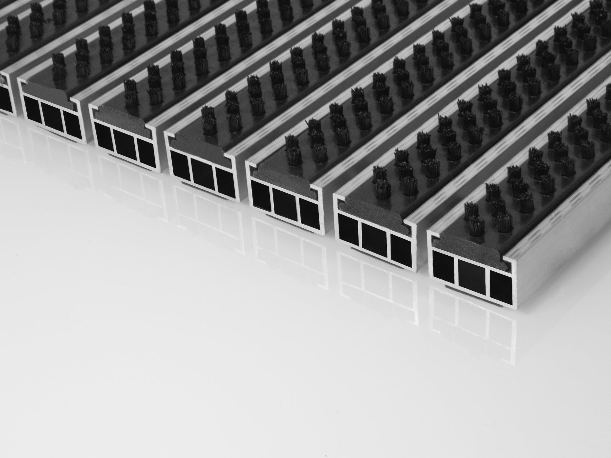 Eingangsmatte aus Aluminium mit Bürsteneinsatz