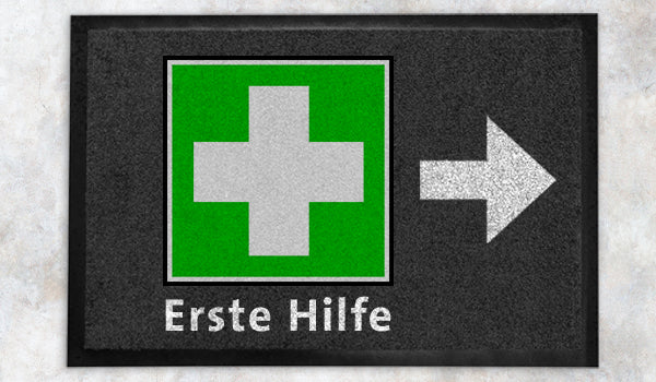 Bedruckte Fußmatte mit Erste Hilfe Symbol