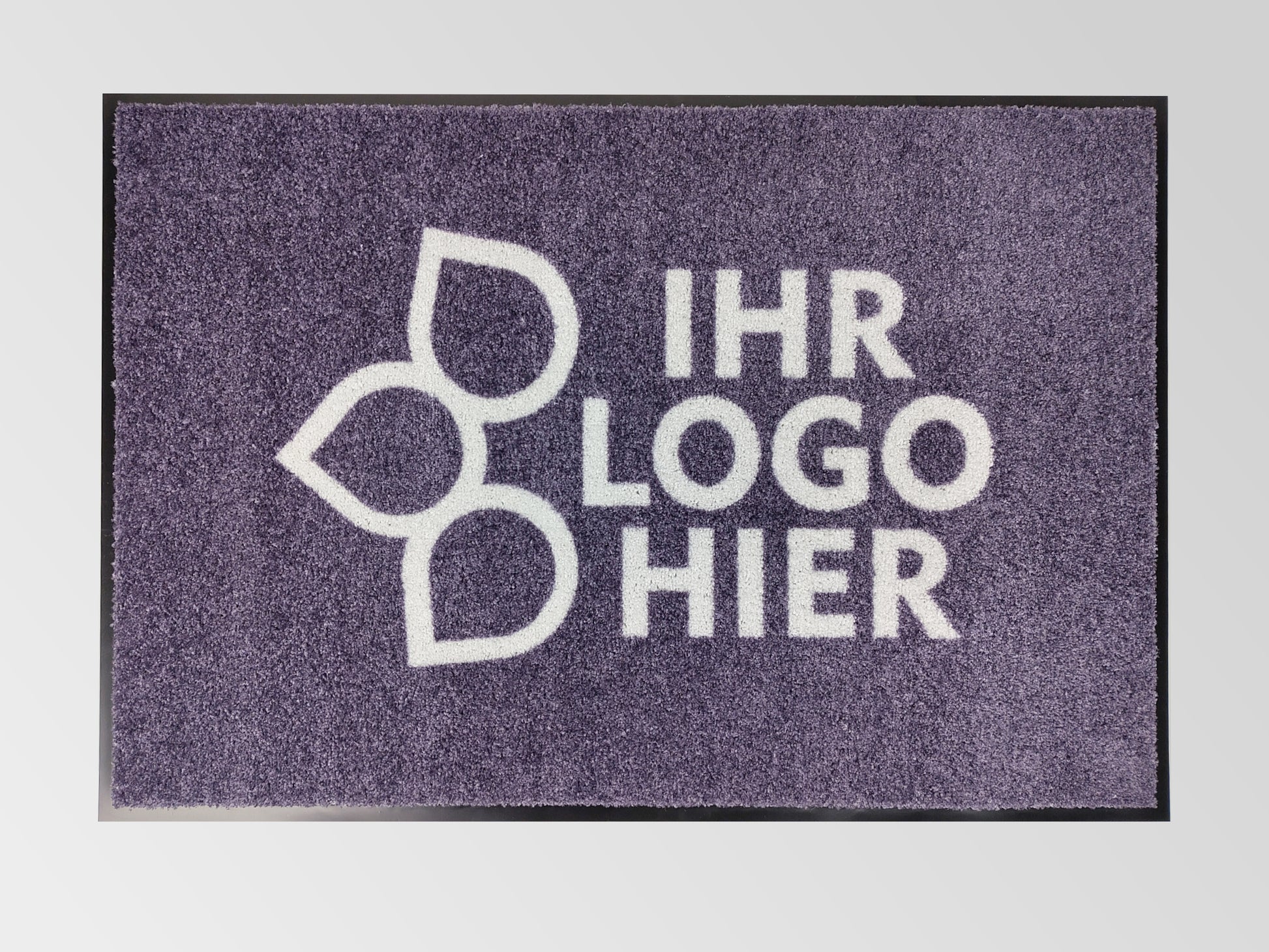 Bedruckte Fußmatte mit Ihr Logo hier Aufdruck in der Drauficht