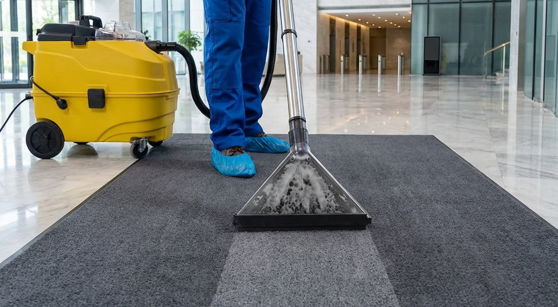 Eingangsmatte die mit dem Sprühextraktionsverfahren gereinigt wird