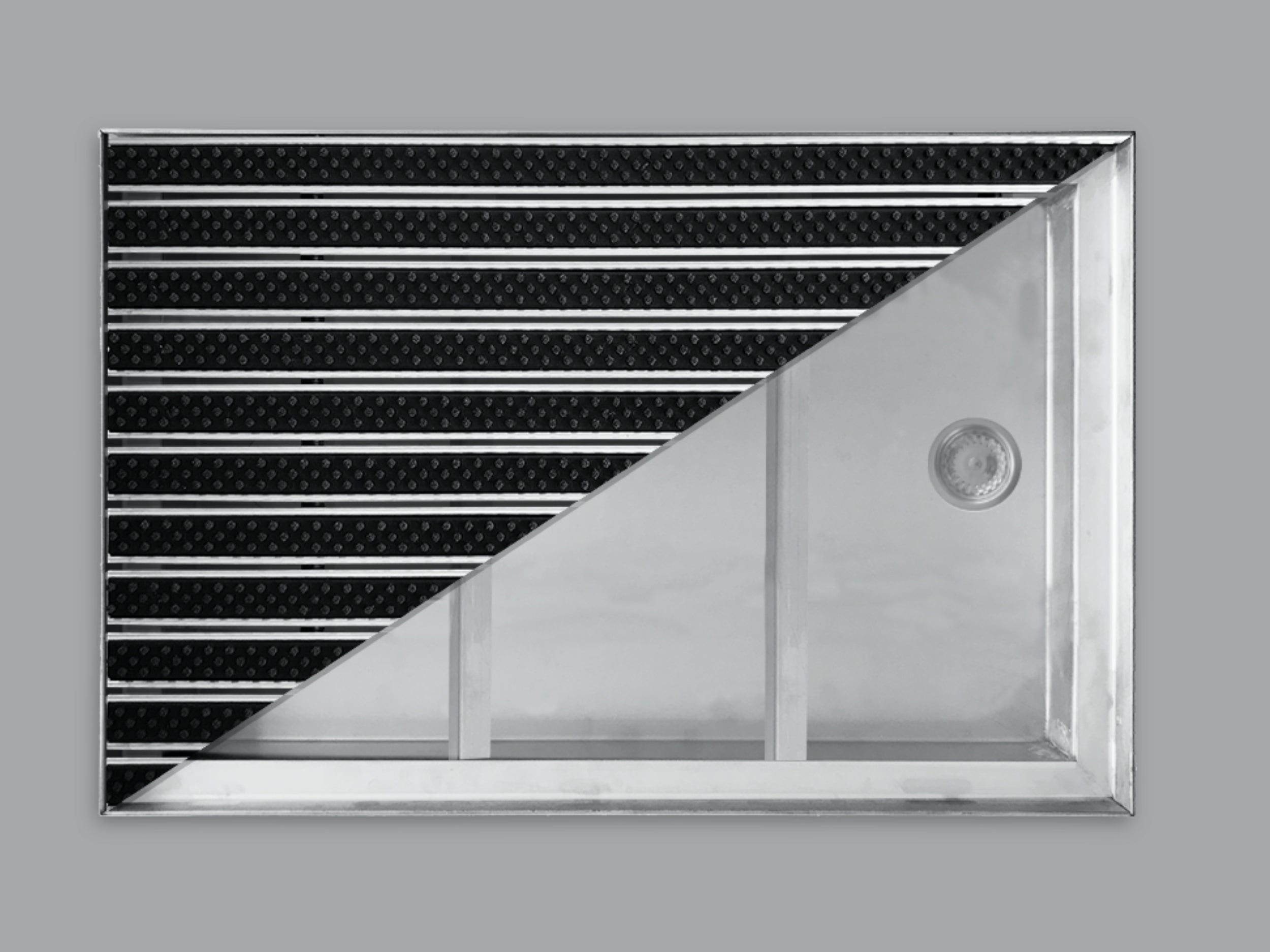 Schmutzfangwanne für Bodenvertiefung mit eingelegter Aluprofilmatte von oben