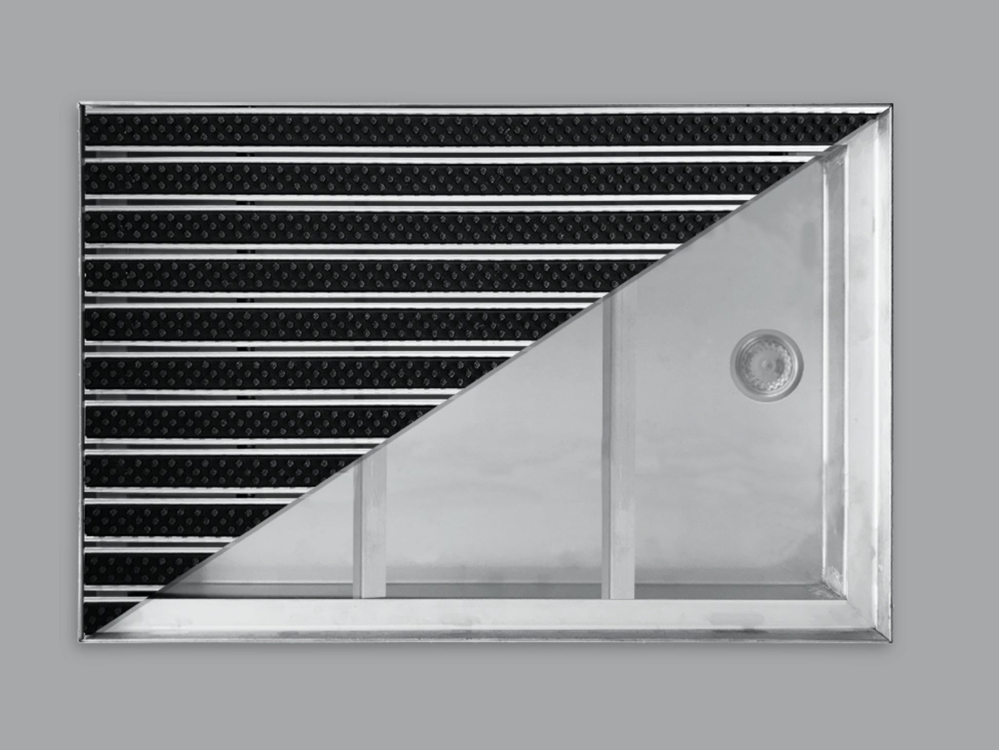 Schmutzfangwanne für Bodenvertiefung mit eingelegter Aluprofilmatte von oben