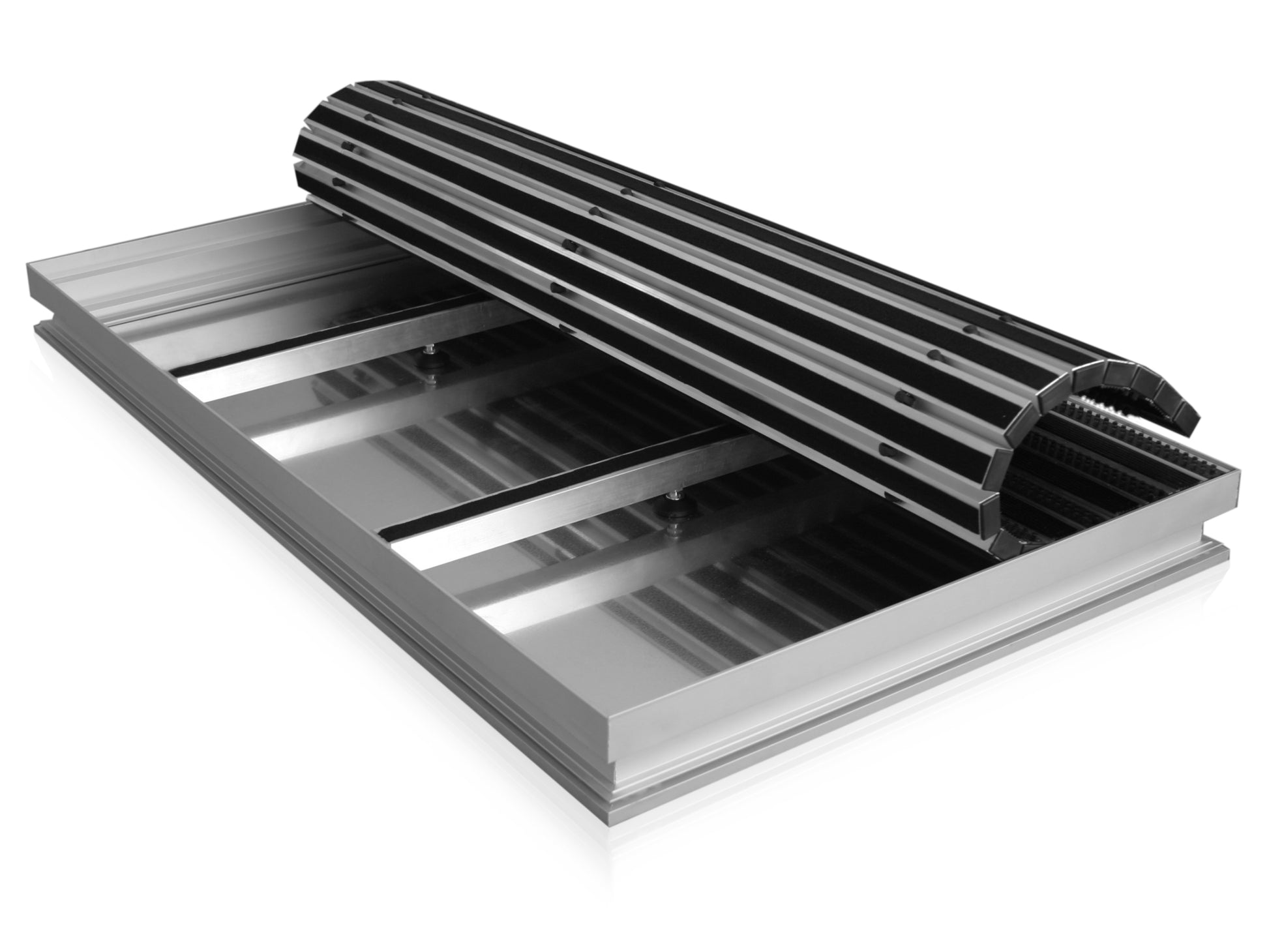 Schmutzfangwanne mit eingelegter Aluprofilmatte