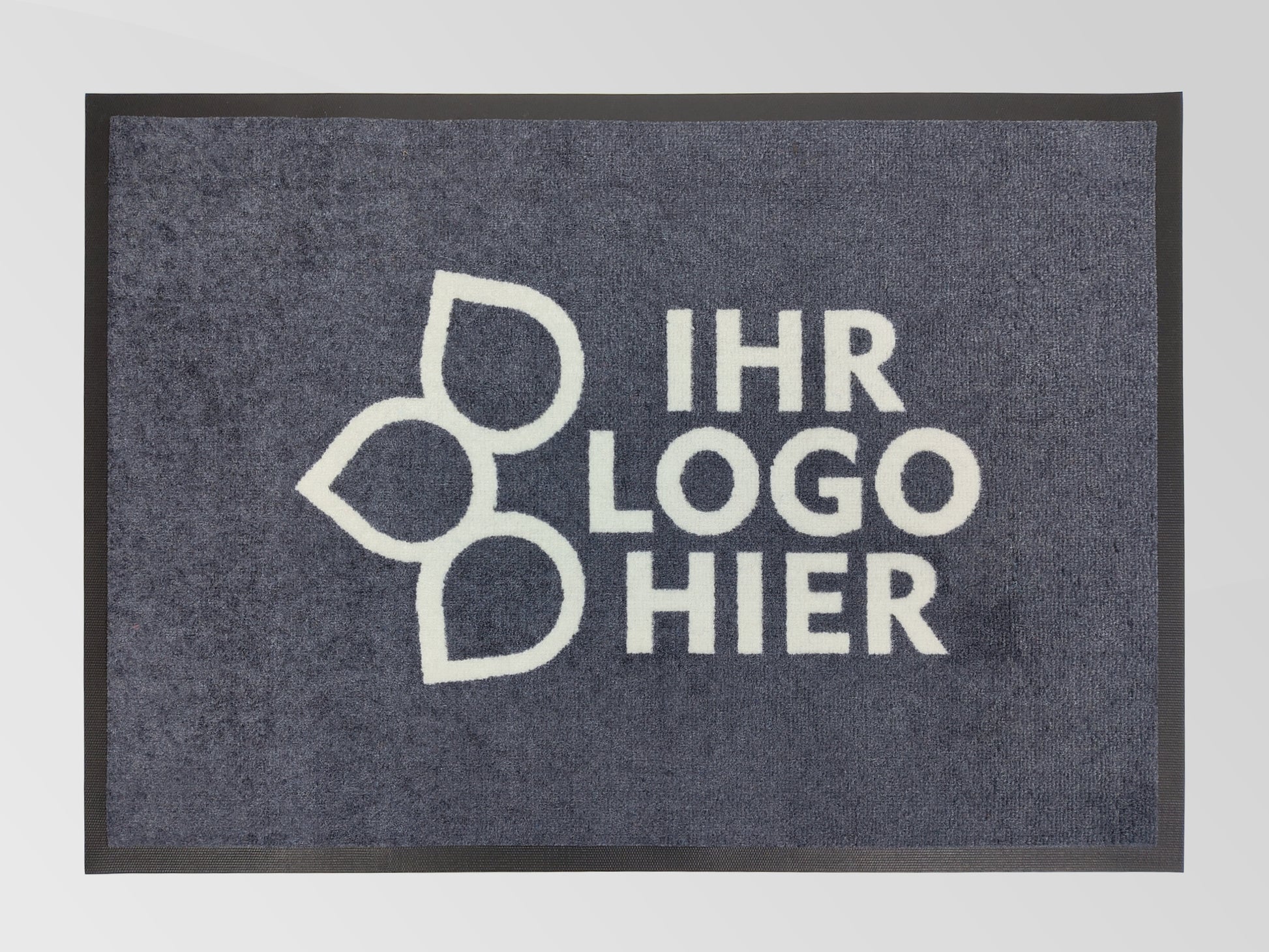 Graue Logomatte Velour mit Schriftzug: Ihr Logo hier