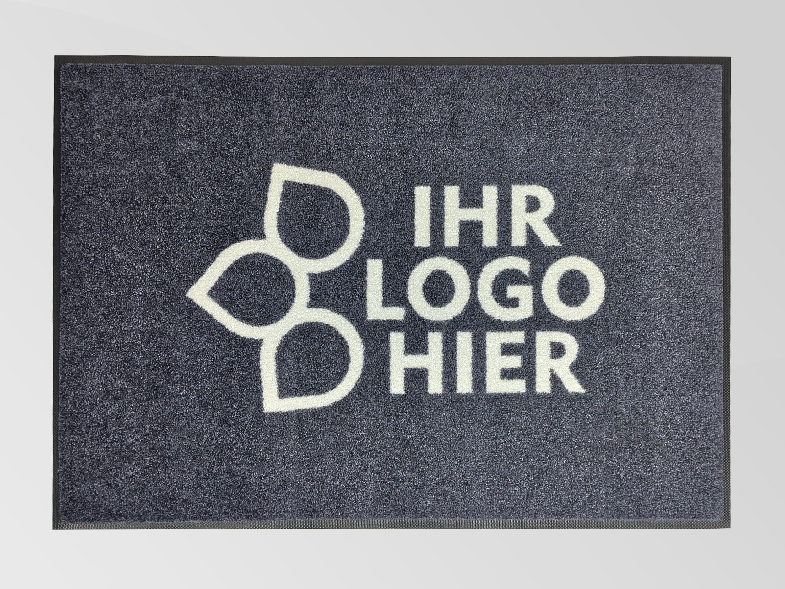 Logomatte anthrazit von oben mit Rand mit dem Schriftzug: Ihr Logo hier