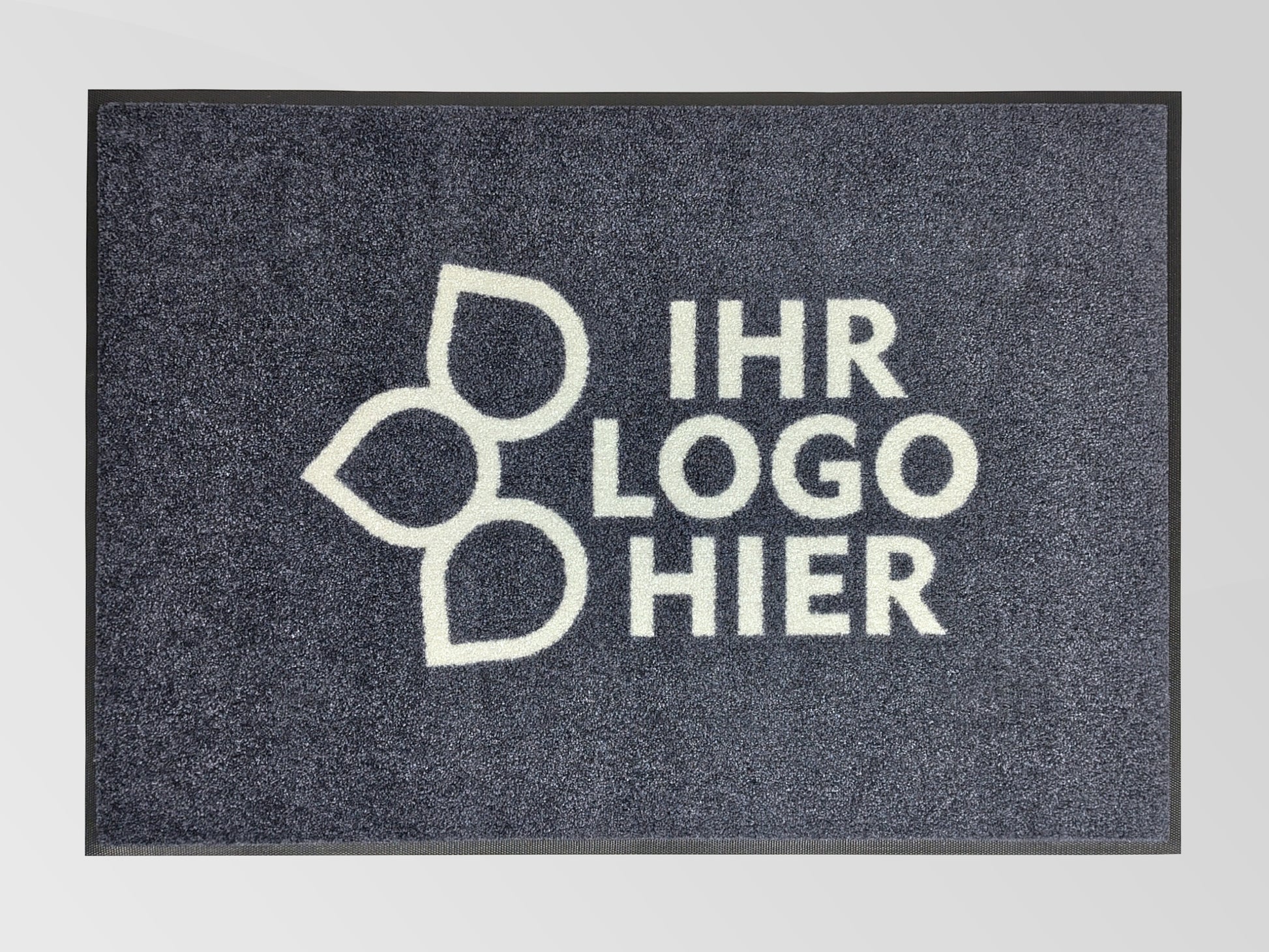 Logomatte anthrazit von oben mit Rand mit dem Schriftzug: Ihr Logo hier