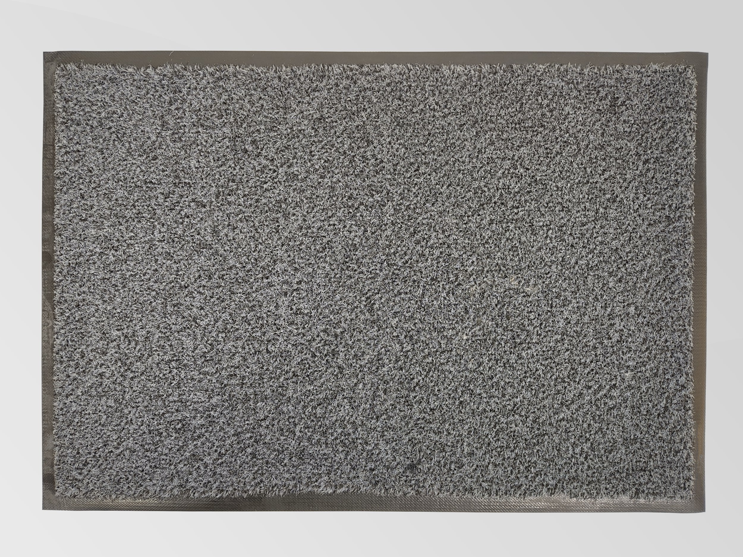 Graue Schmutzfangmatte aus recycelten Garn mit Rand von oben
