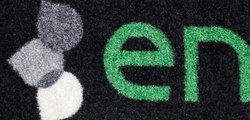 Detailbild von ergonomischer Fußmatte mit entrada Logo