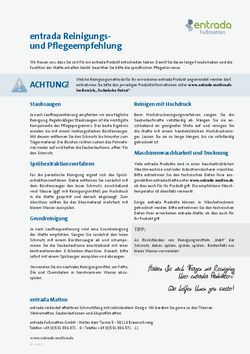 Datenblatt Reinigungs- und Pflegeempfehlung PDF