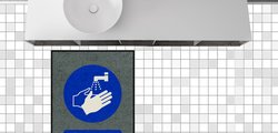 Hygienematte Hände waschen am Waschbecken